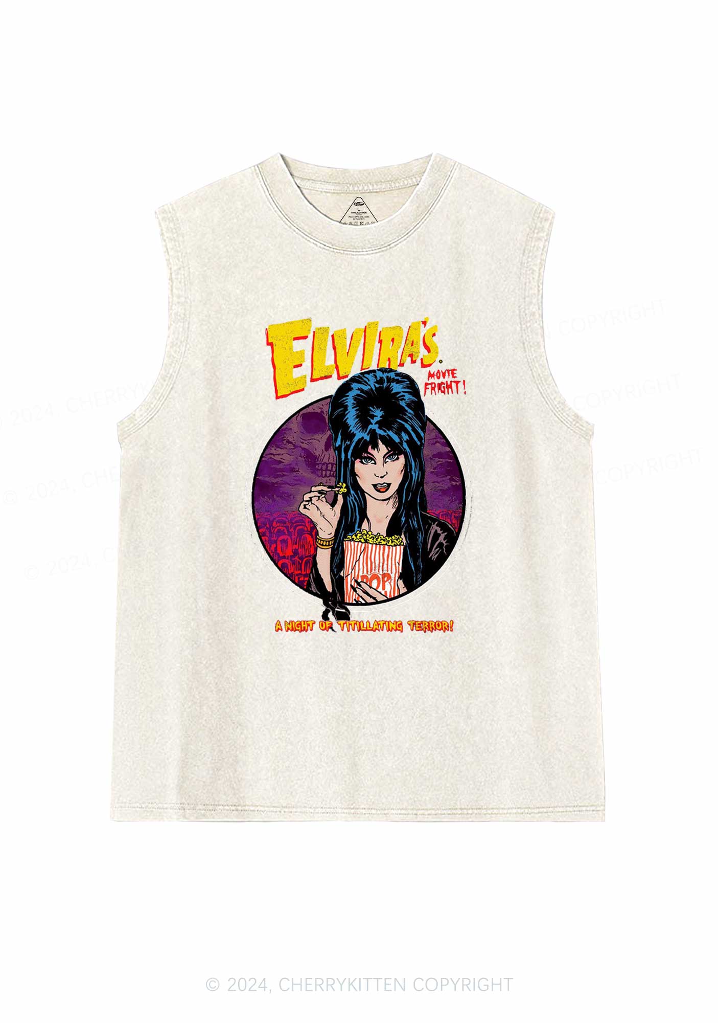 Halloween Movie Fright Y2K Washed Tank Cherrykitten