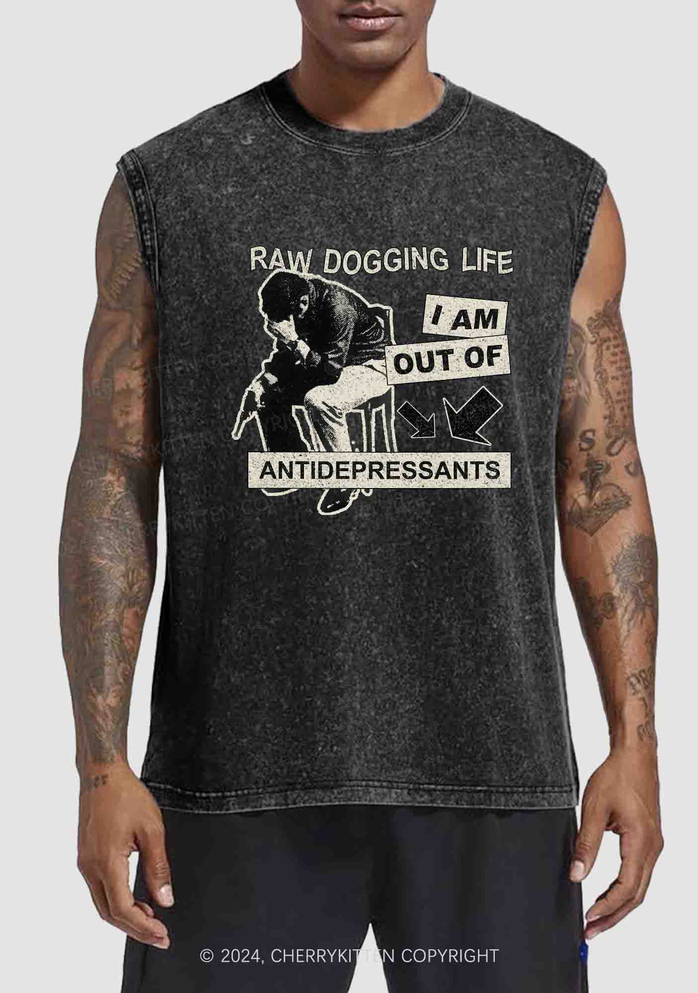 Out Of Antidepressants Y2K Washed Tank Cherrykitten