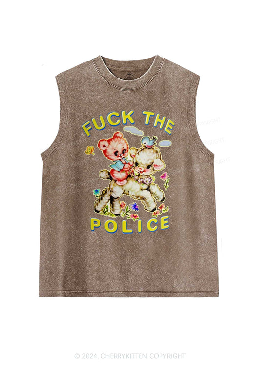 Baby Sheep Fxxk Police Y2K Washed Tank Cherrykitten