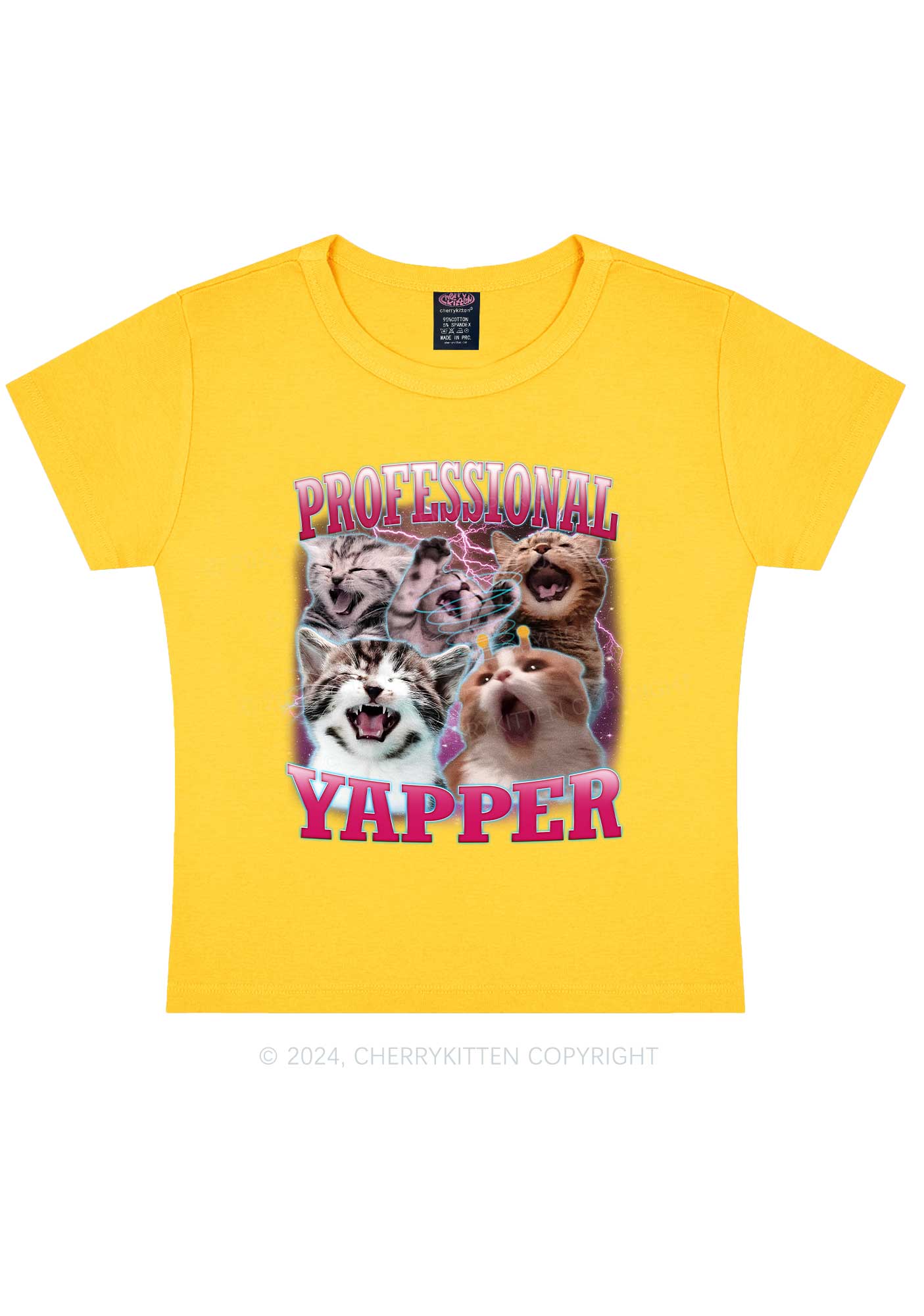 Professional Yapper Cat Y2K Baby Tee Cherrykitten