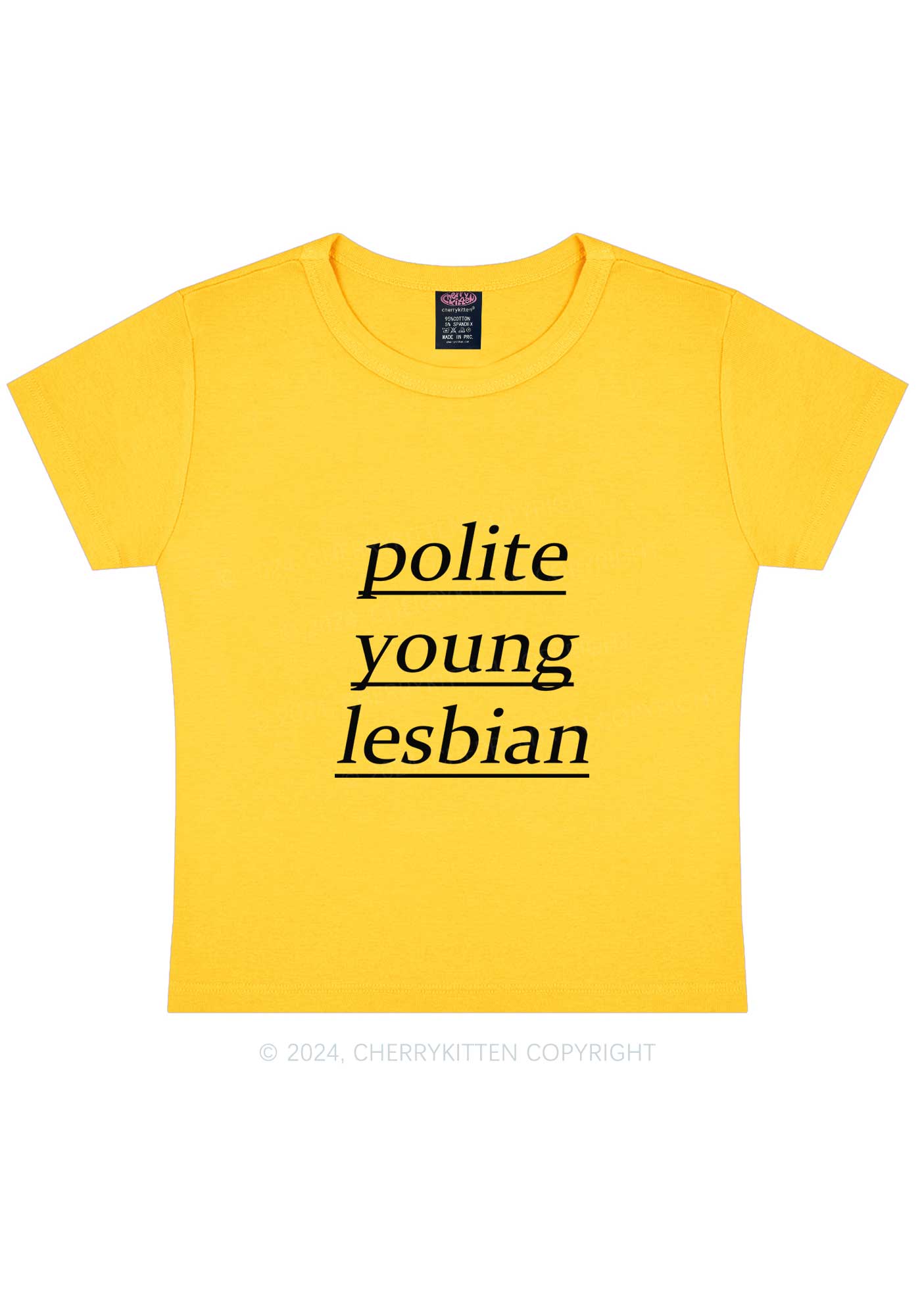 Polite Young Lesbian Y2K Baby Tee Cherrykitten