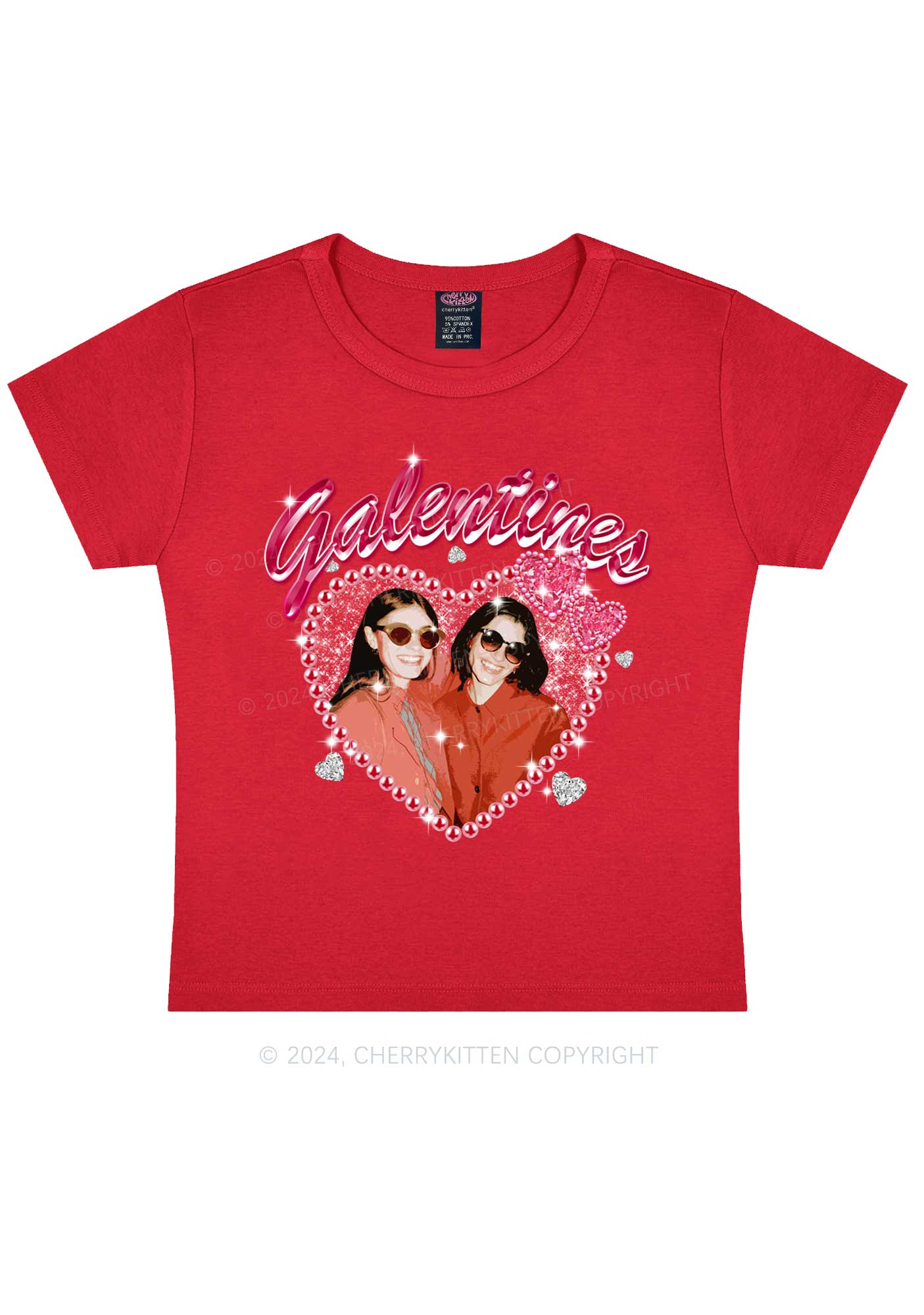 Custom Galentines Photo Y2K Valentine's Day Baby Tee Cherrykitten