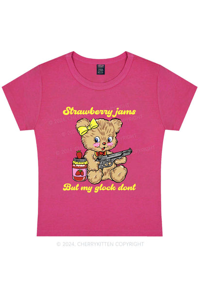 Curvy Strawberry Jams Bear Y2K Baby Tee Cherrykitten