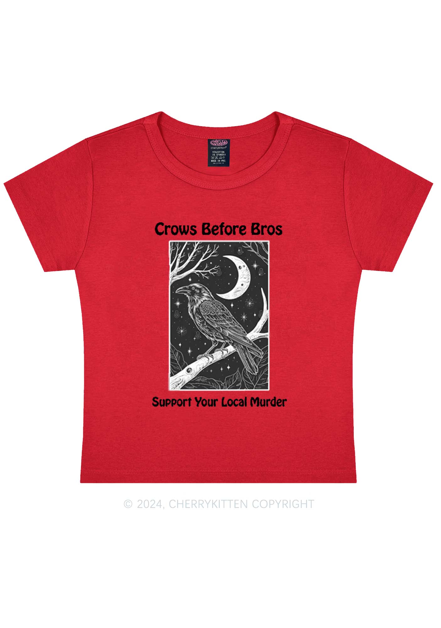 Halloween Crows Murder Y2K Baby Tee Cherrykitten