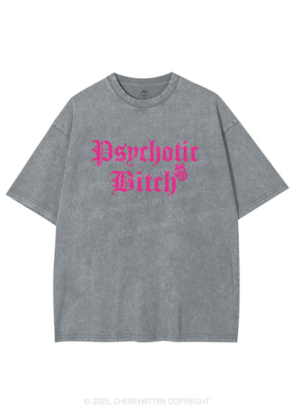 Psychotic Bxxch Y2K Washed Tee Cherrykitten