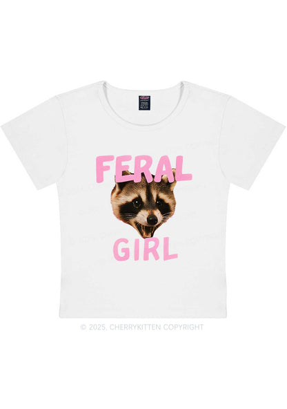 Feral Girl Raccoon Y2K Baby Tee Cherrykitten