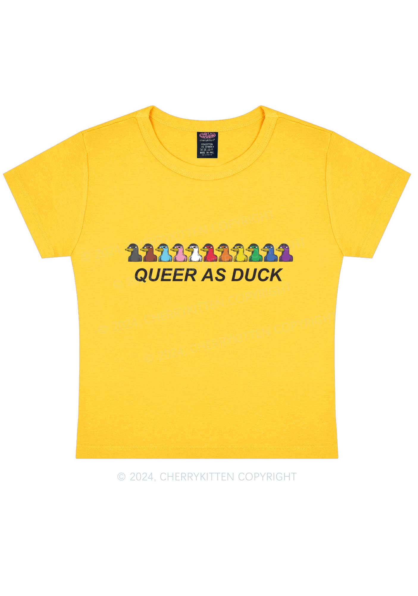 Queer As Duck Y2K Baby Tee Cherrykitten