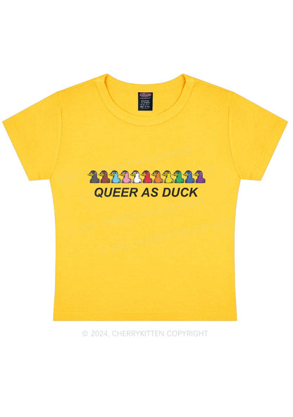 Queer As Duck Y2K Baby Tee Cherrykitten