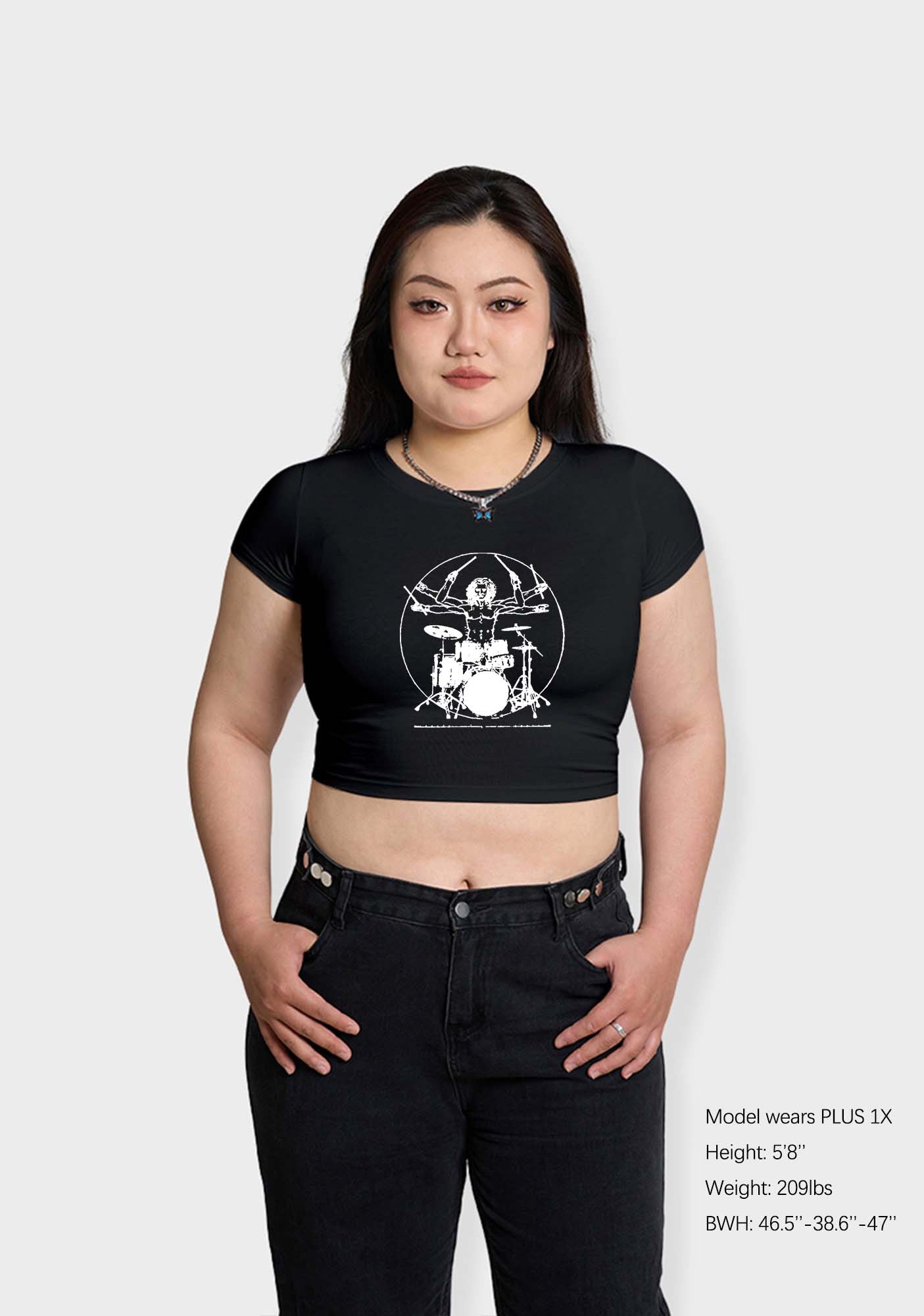 Curvy Vitruvian Drummer Baby Tee