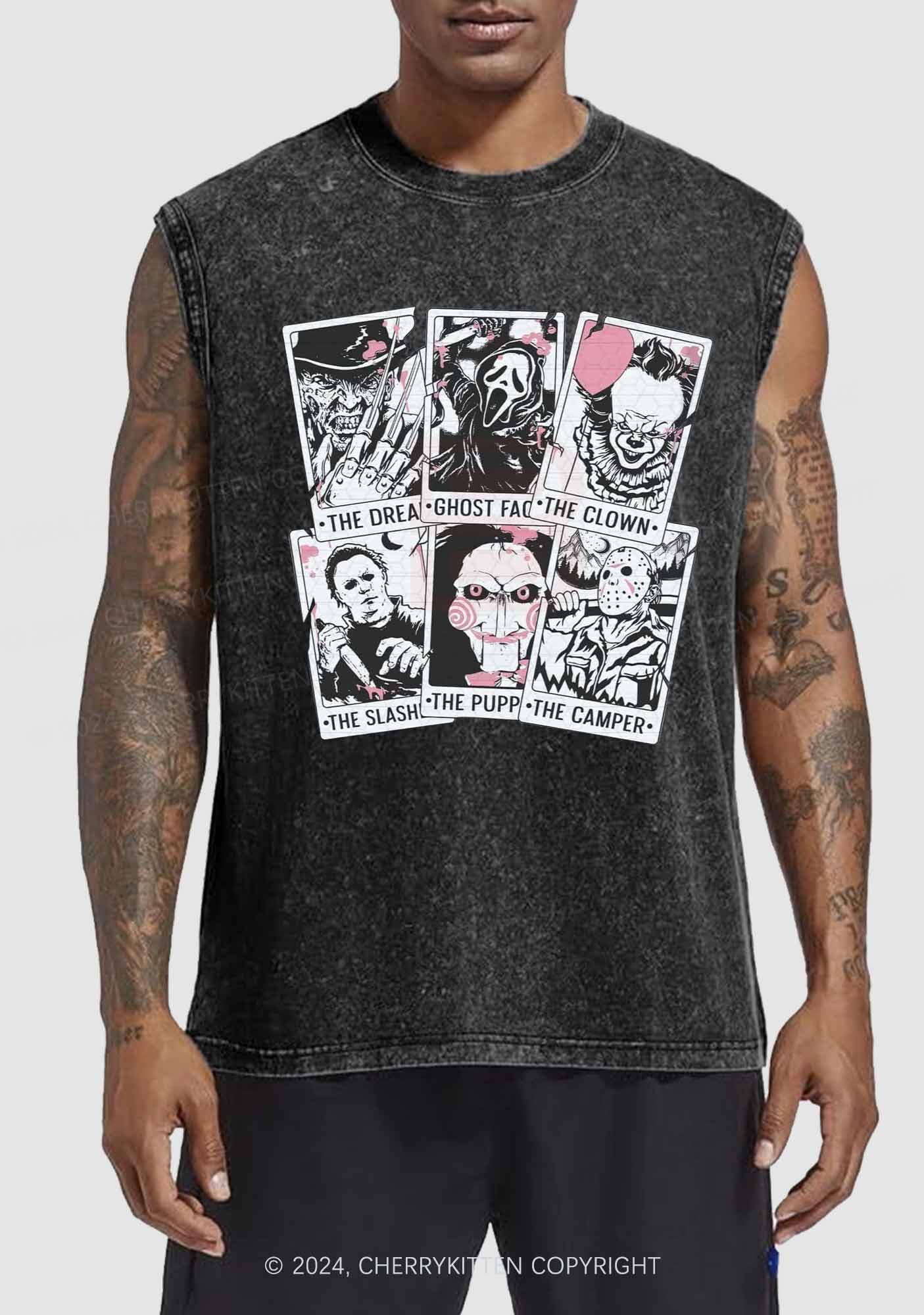 Halloween Spooky Characters Y2K Washed Tank Cherrykitten