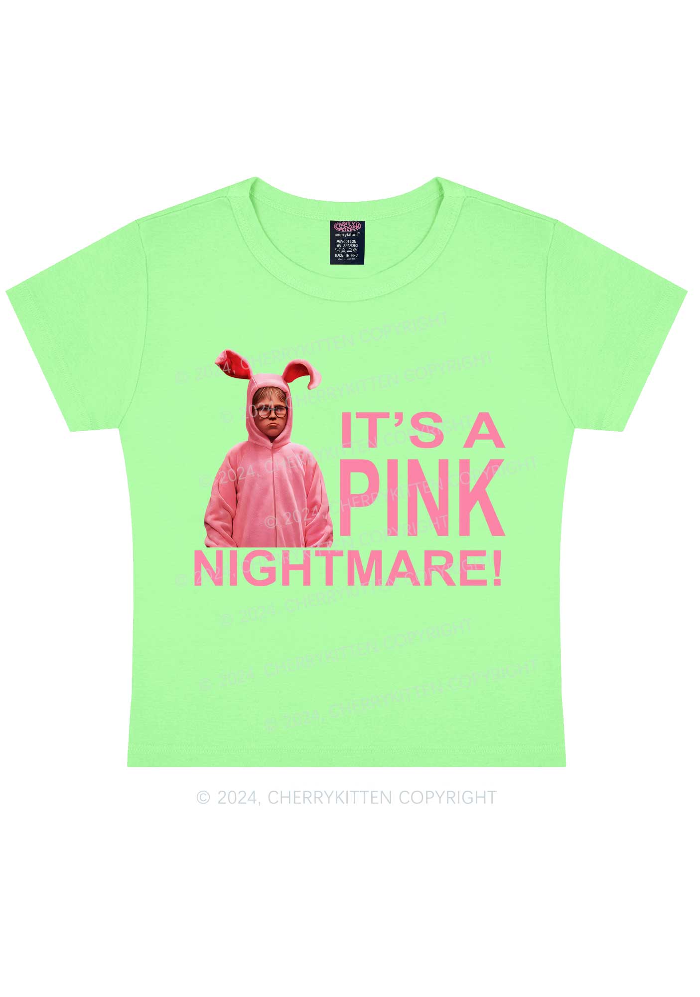 Christmas Pink Nightmare Y2K Baby Tee Cherrykitten