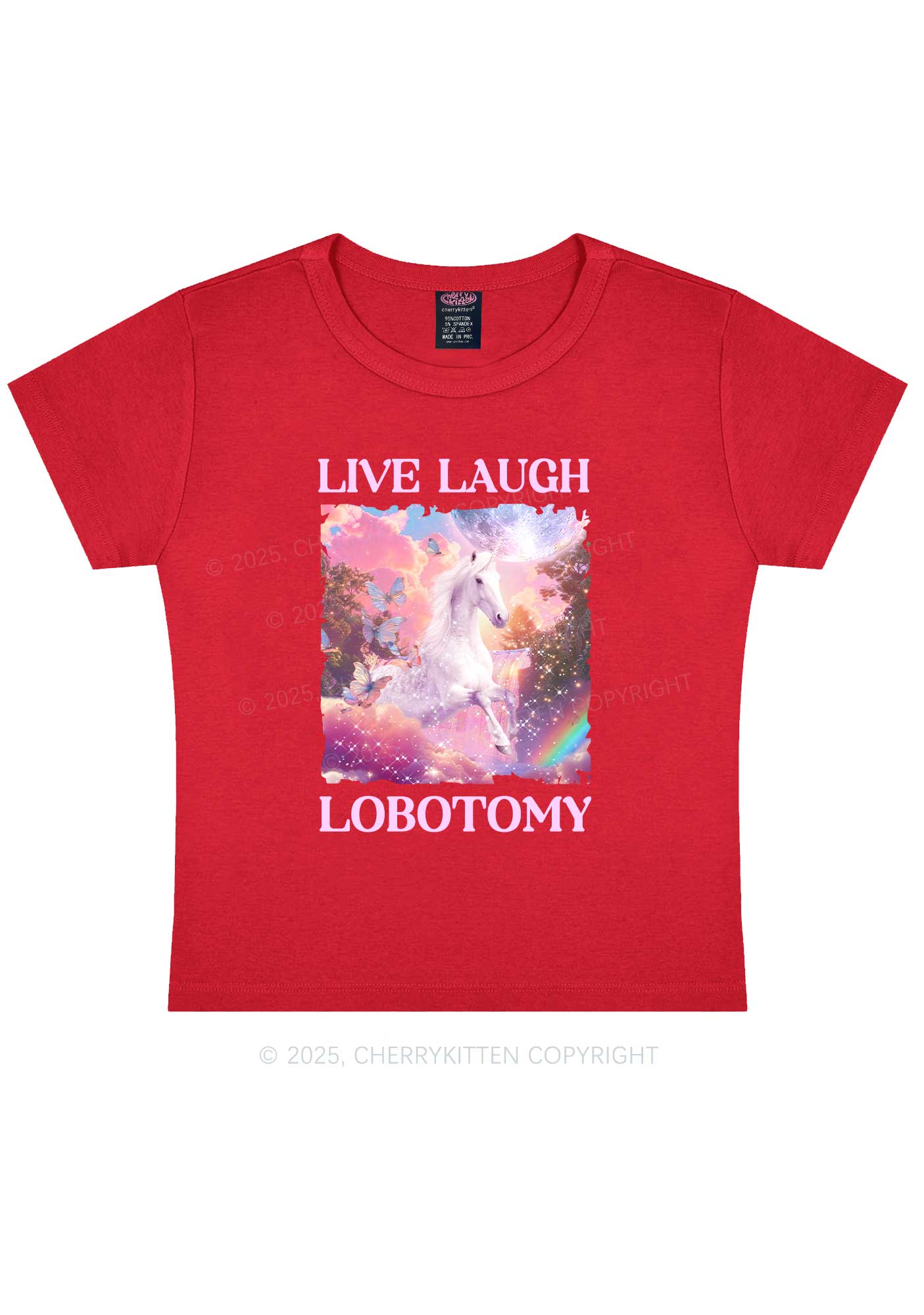 Live Laugh Lobotomy Unicorn Y2K Baby Tee Cherrykitten