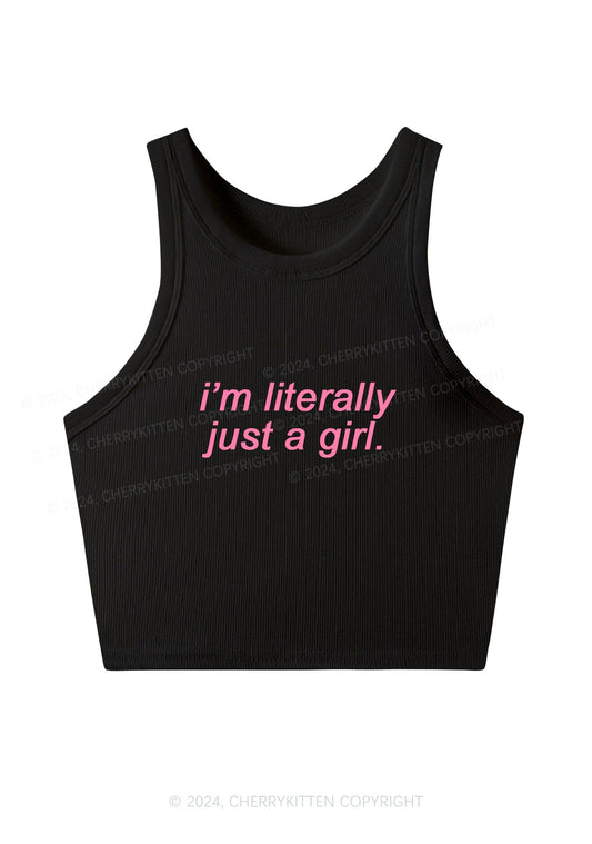 Literally Just A Girl Y2K Crop Tank Top Cherrykitten