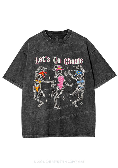 Halloween Let's Go Ghouls Y2K Washed Tee Cherrykitten