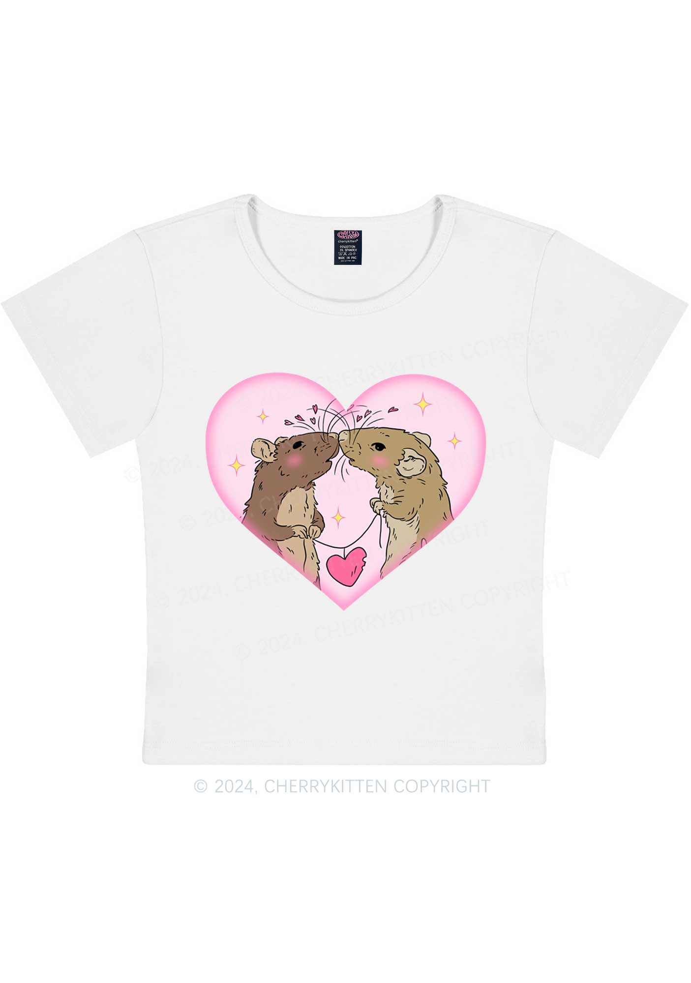 Two Rats Kiss Y2K Valentine's Day Baby Tee Cherrykitten