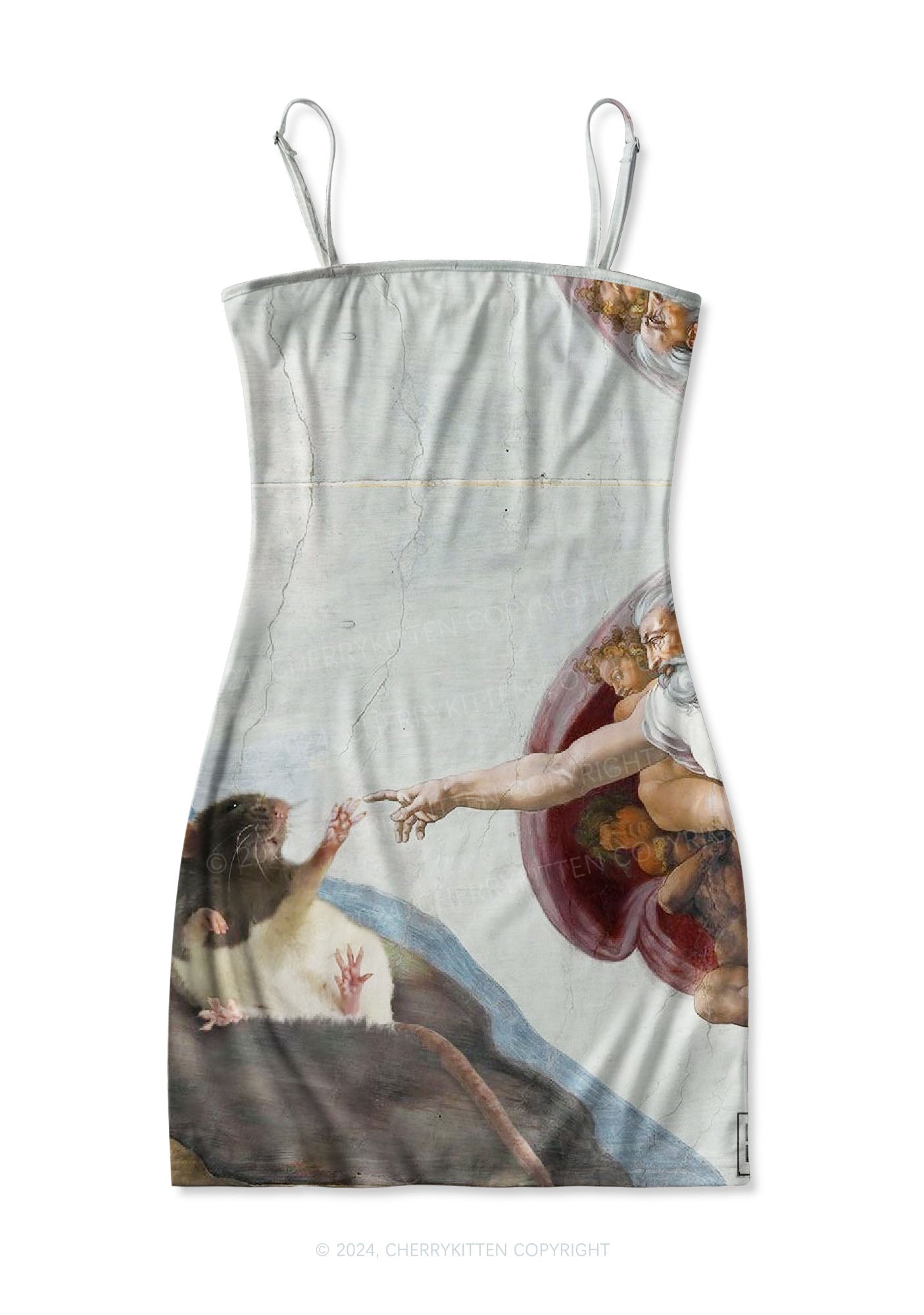 God Give Rat Y2K Print Slip Dress Cherrykitten