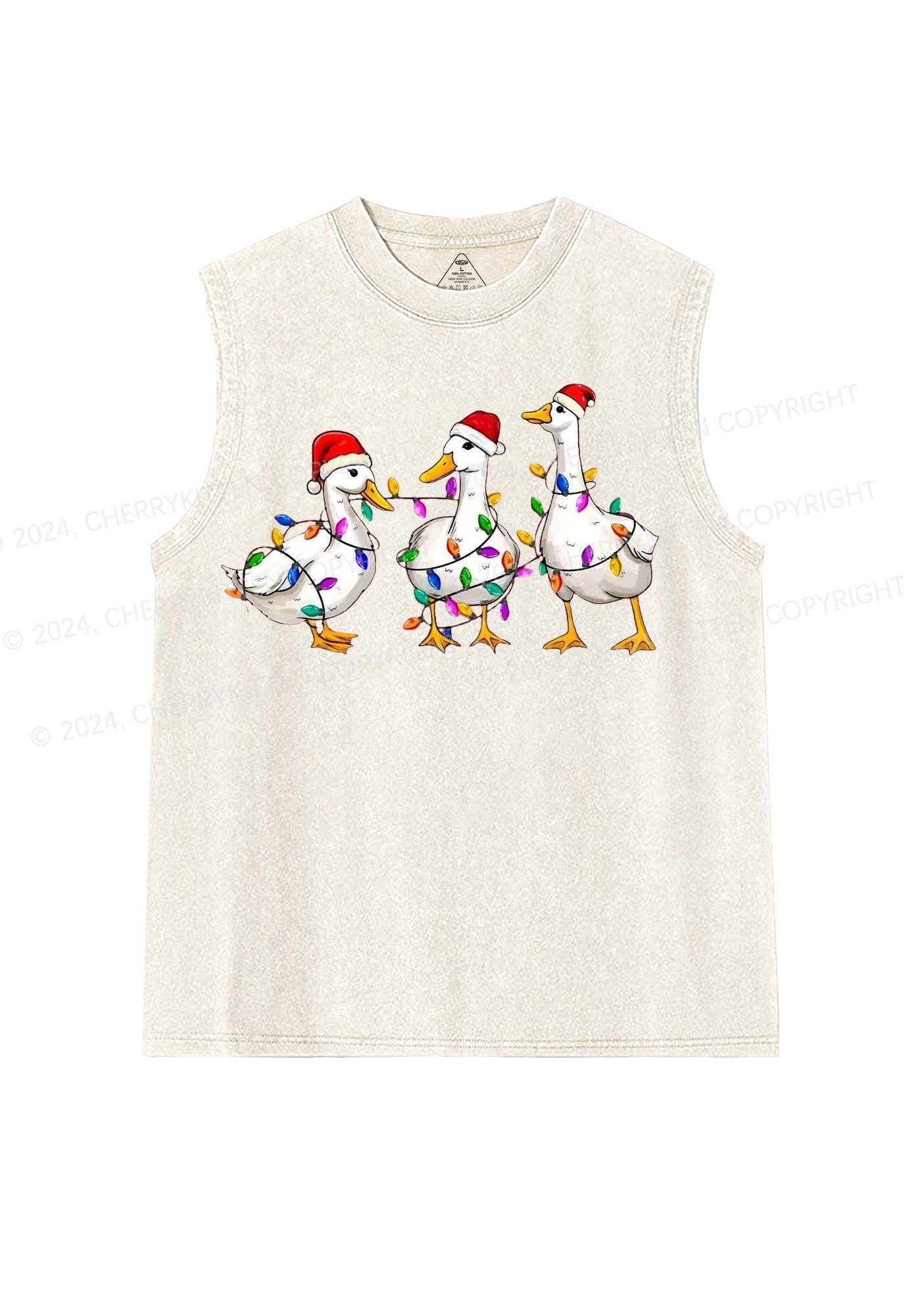 Christmas Santa Duck Y2K Washed Tank Cherrykitten