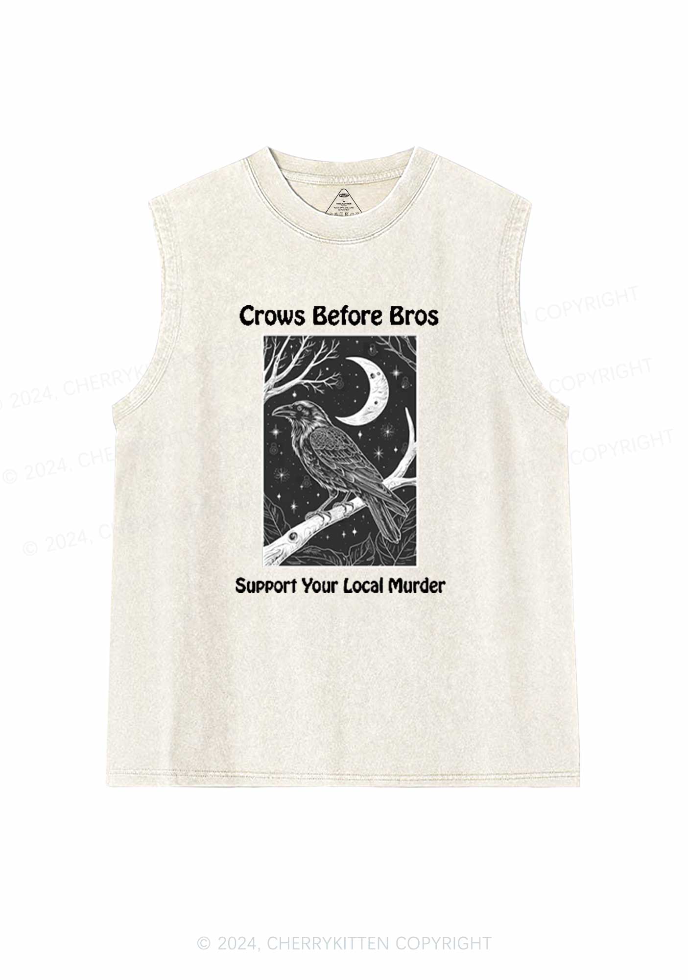 Halloween Crows Murder Y2K Washed Tank Cherrykitten