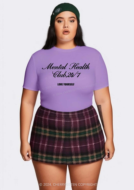 Curvy Mental Health Club Y2K Baby Tee Cherrykitten