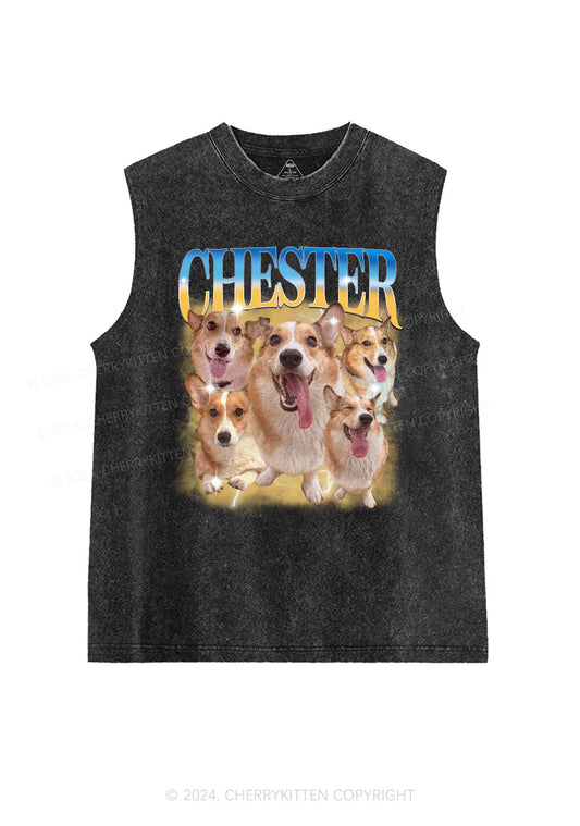 Custom Dog Photo Y2K Washed Tank Cherrykitten