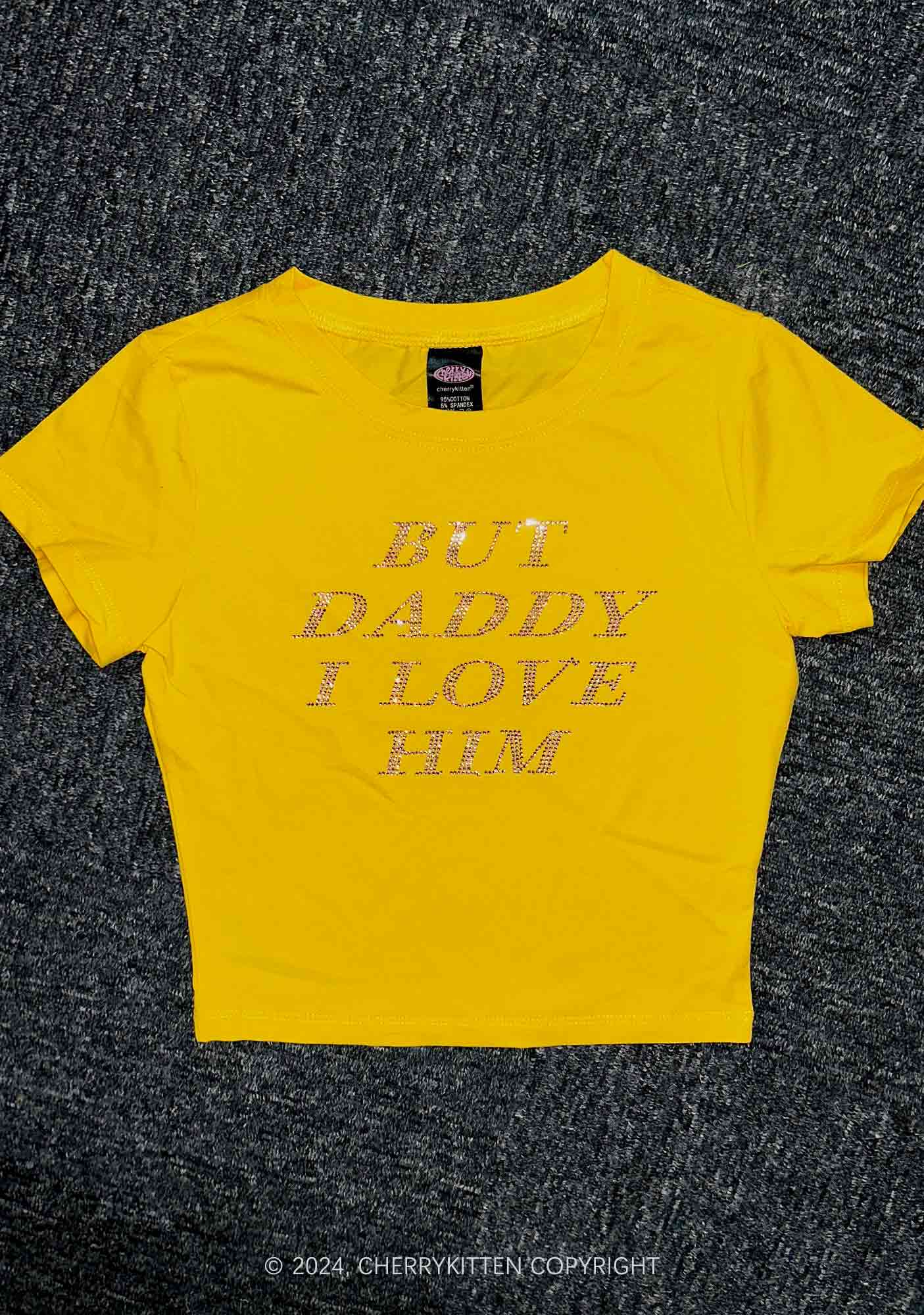 Rhinestone But Daddy I Love Him Y2K Baby Tee Cherrykitten