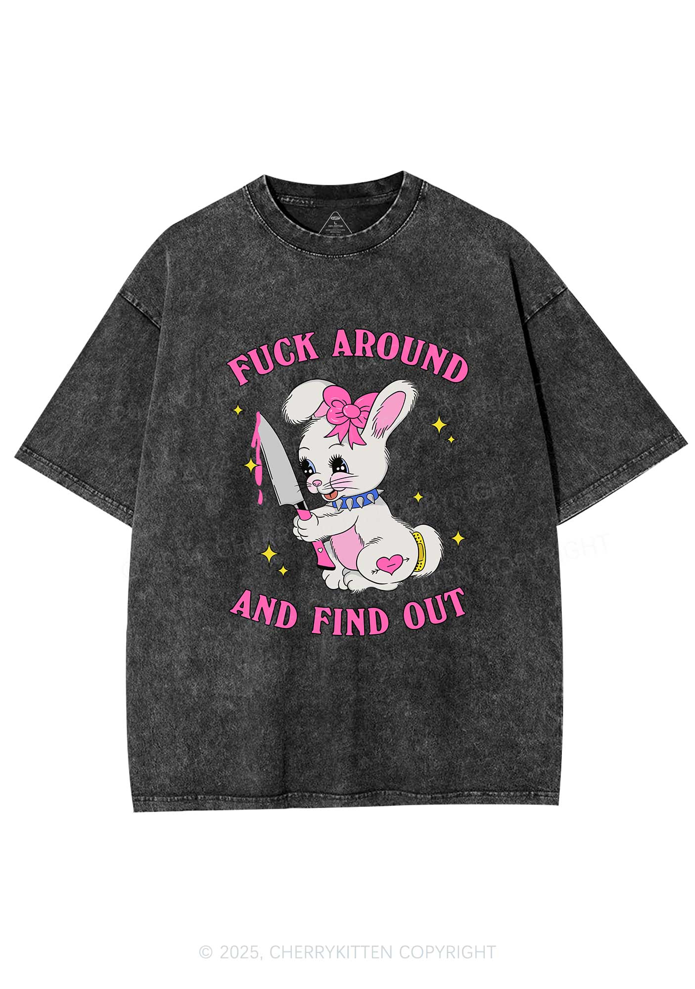 Fxxk Around Bunny Y2K Washed Tee Cherrykitten