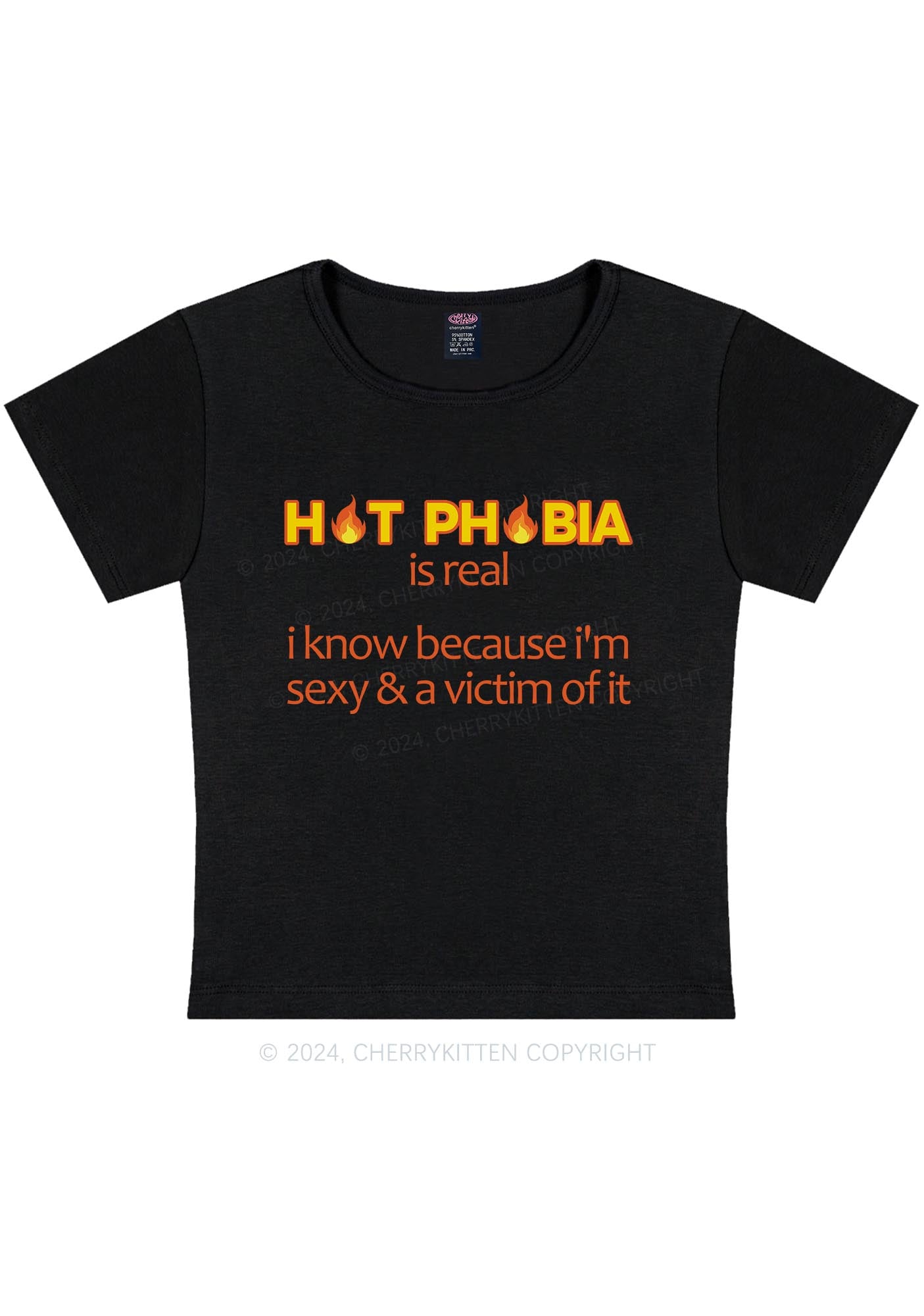 Curvy Hot Phobia Is Real Y2K Baby Tee Cherrykitten