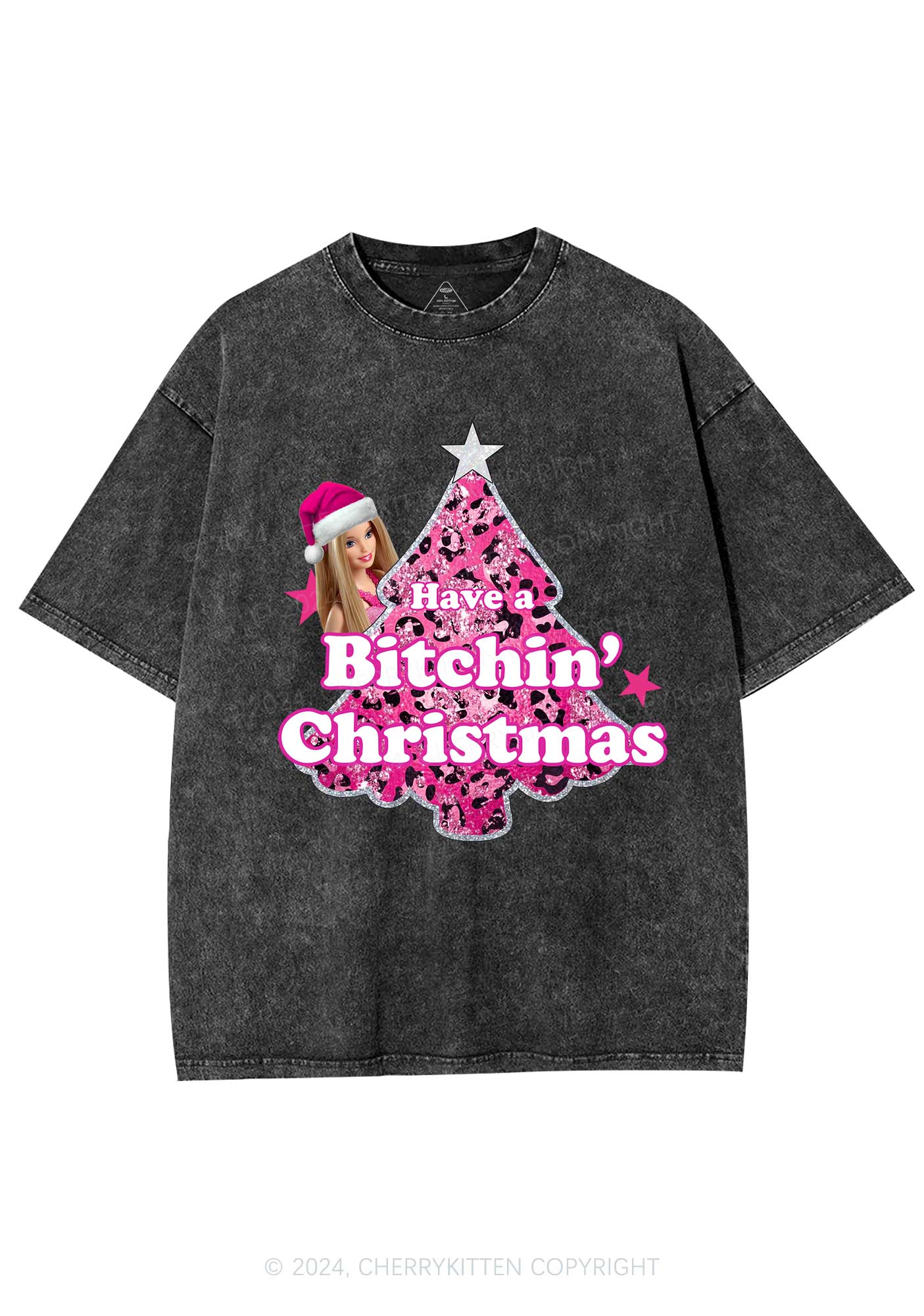 Christmas Bxxchin Y2K Washed Tee Cherrykitten