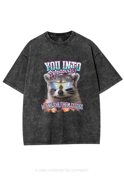 You Into Pronouns Y2K Washed Tee Cherrykitten