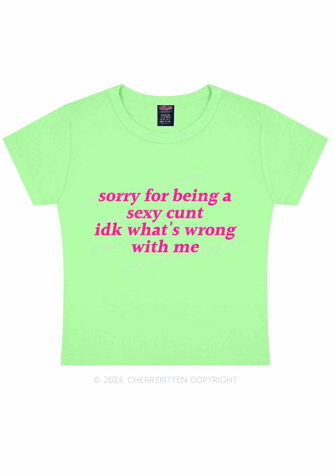 Sorry For Being Cxxt Y2K Baby Tee Cherrykitten