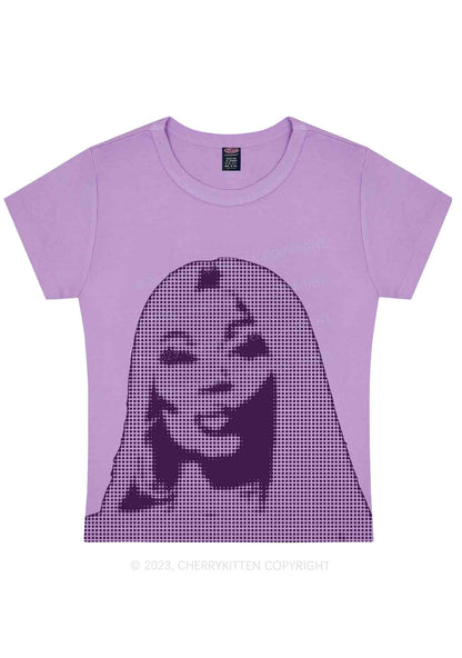 Curvy NM Pixel Portrait Y2K Baby Tee Cherrykitten