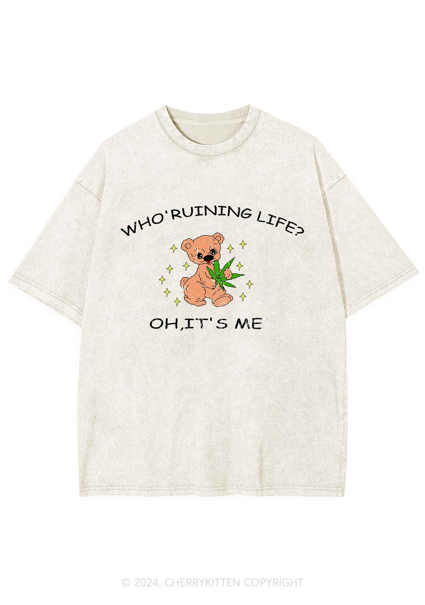 Who' Ruining Life Y2K Washed Tee Cherrykitten