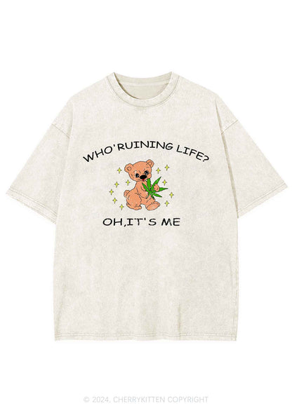 Who' Ruining Life Y2K Washed Tee Cherrykitten