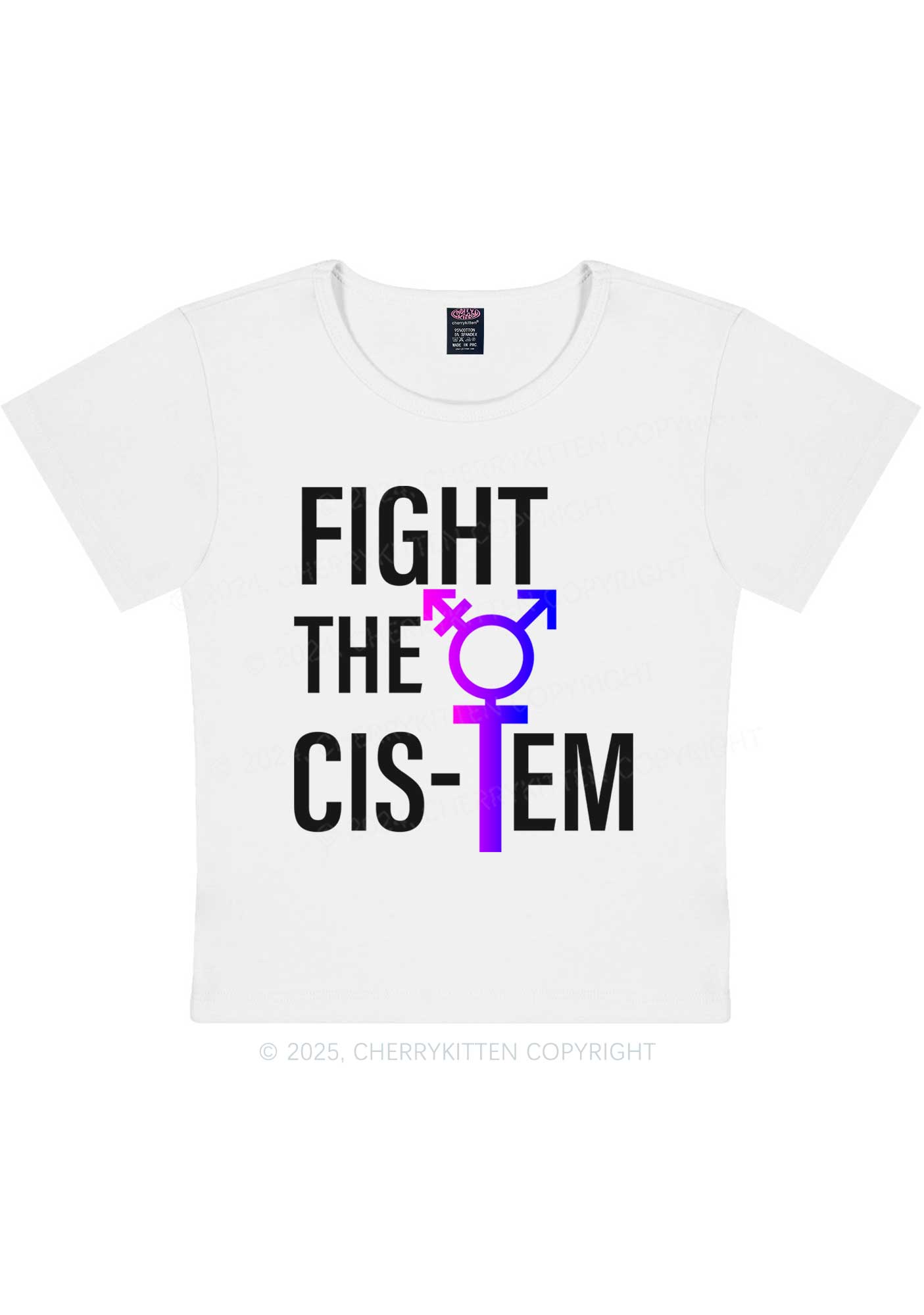 Fight The Cistem Y2K Baby Tee Cherrykitten