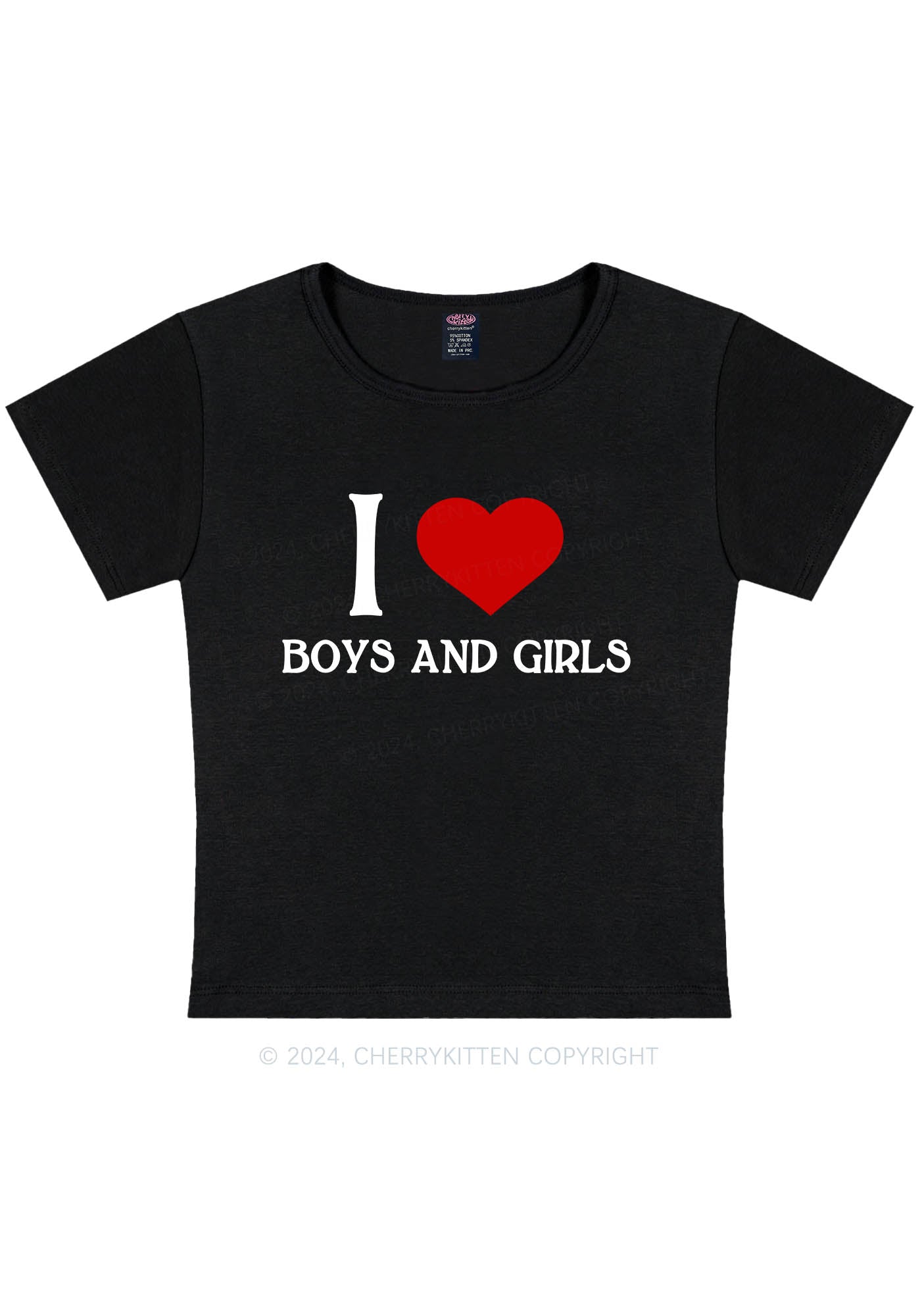 I Love Boys and Girls Y2K Baby Tee Cherrykitten