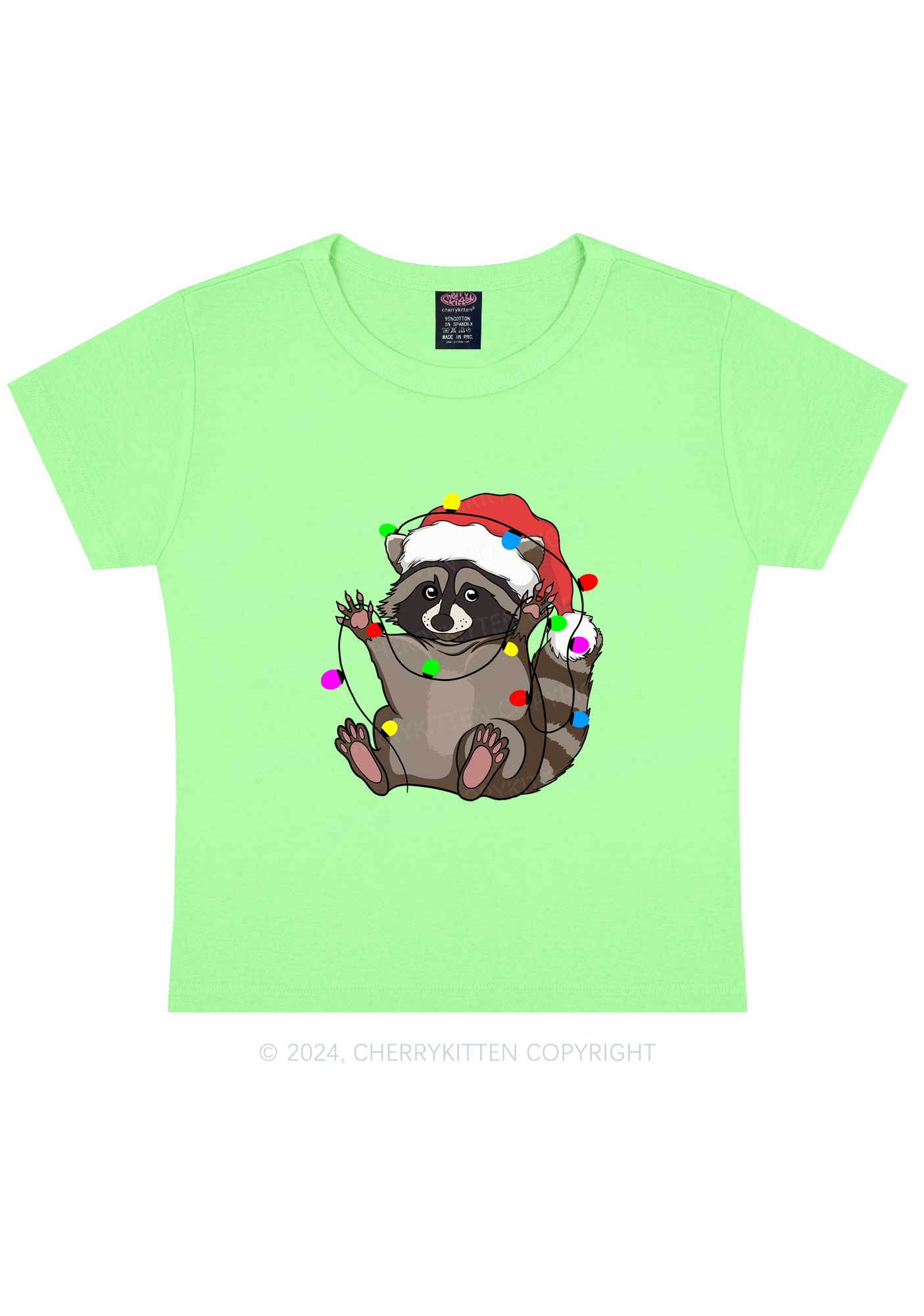 Christmas Raccoon Y2K Baby Tee Cherrykitten