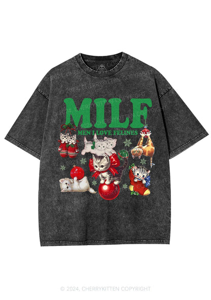 Christmas Cat Mxxf Y2K Washed Tee Cherrykitten