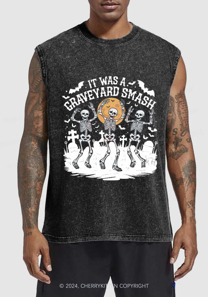 Halloween Graveyard Smash Y2K Washed Tank Cherrykitten