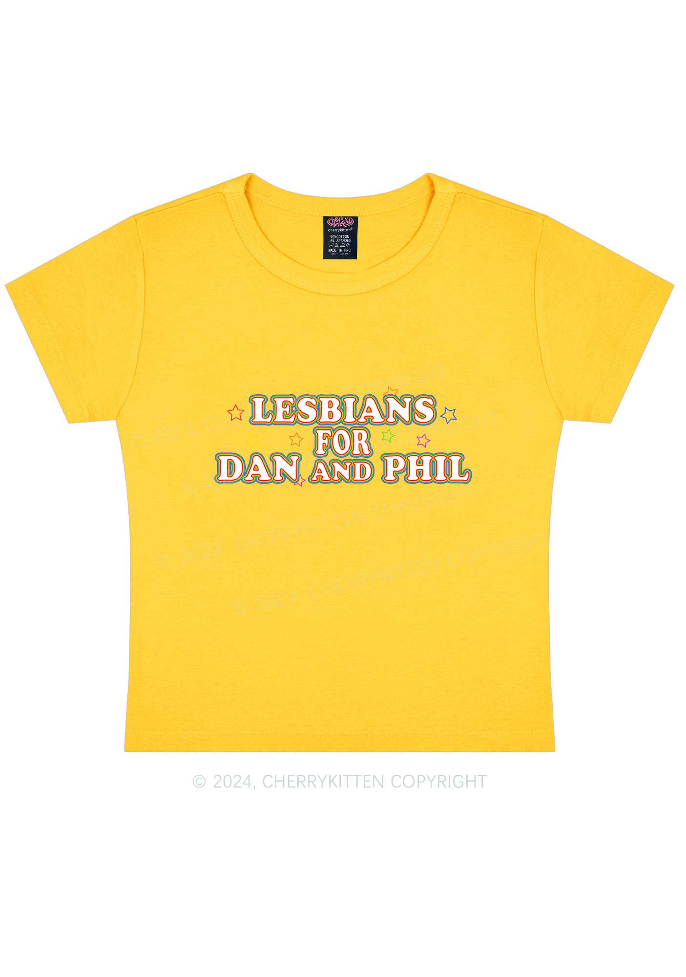 Lesbians For Dan Y2K Baby Tee Cherrykitten