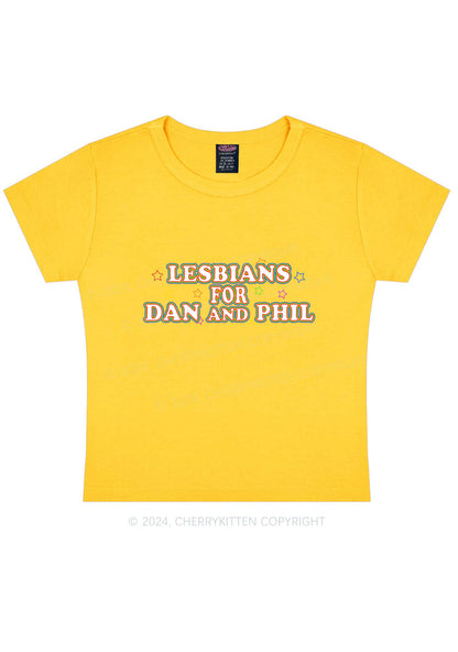 Lesbians For Dan Y2K Baby Tee Cherrykitten