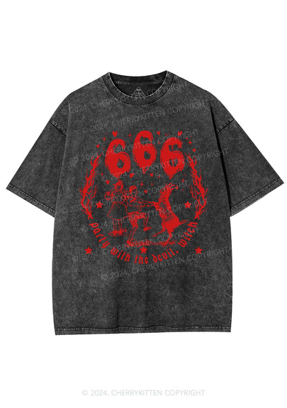 Halloween Devil Witch Y2K Washed Tee Cherrykitten