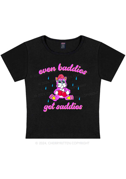 Baddies Got Saddies Cat Y2K Baby Tee Cherrykitten