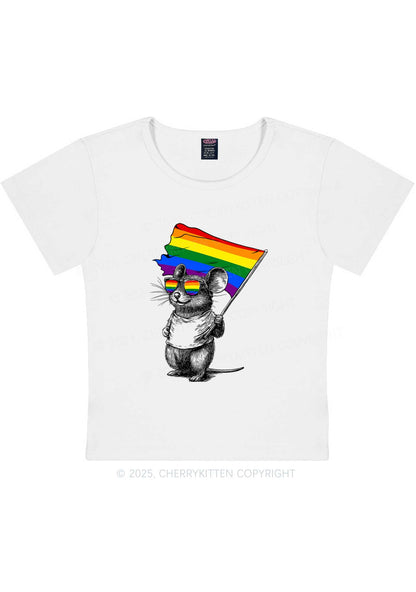 Rainbow Flag Rat Y2K Baby Tee Cherrykitten