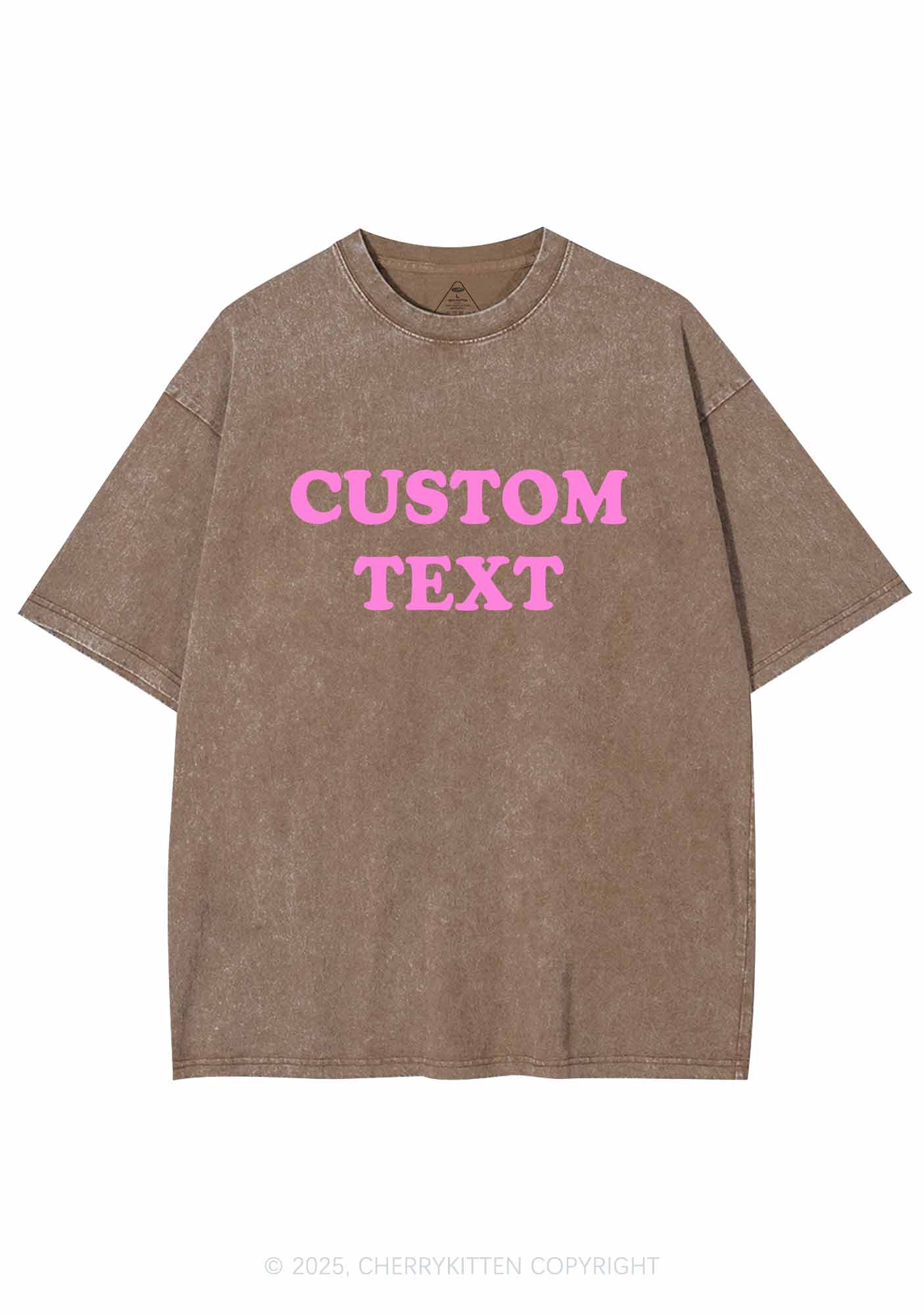 Custom Text Y2K Washed Tee Cherrykitten