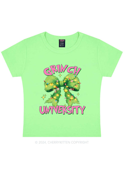 Christmas Green University Y2K Baby Tee Cherrykitten