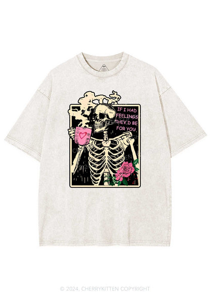 Skeleton Had Feelings Y2K Valentine's Day Washed Tee Cherrykitten