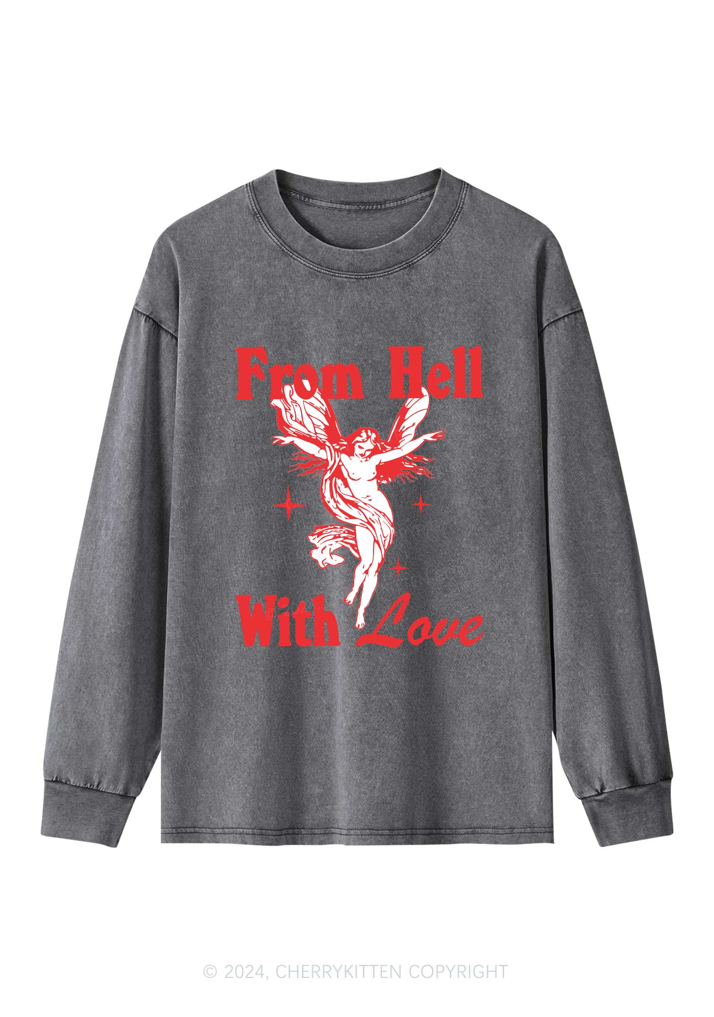 From Hell With Love Y2K Washed Long Sleeves Cherrykitten