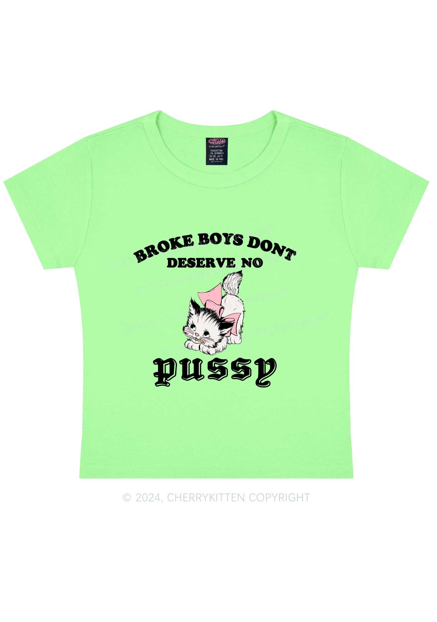 Broke Boys Pxssy Y2K Baby Tee Cherrykitten