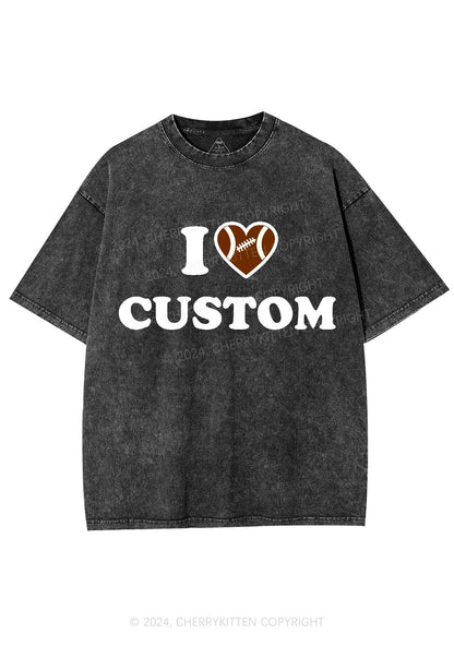 I Love Custom Football Y2K Super Bowl Washed Tee Cherrykitten