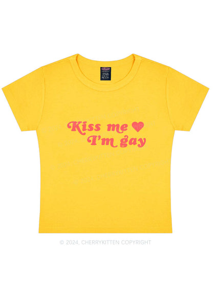 Kiss Me I’m Gay Y2K Baby Tee Cherrykitten